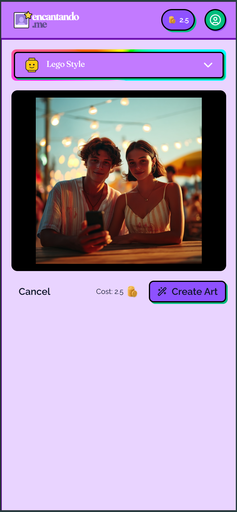 Select style and upload